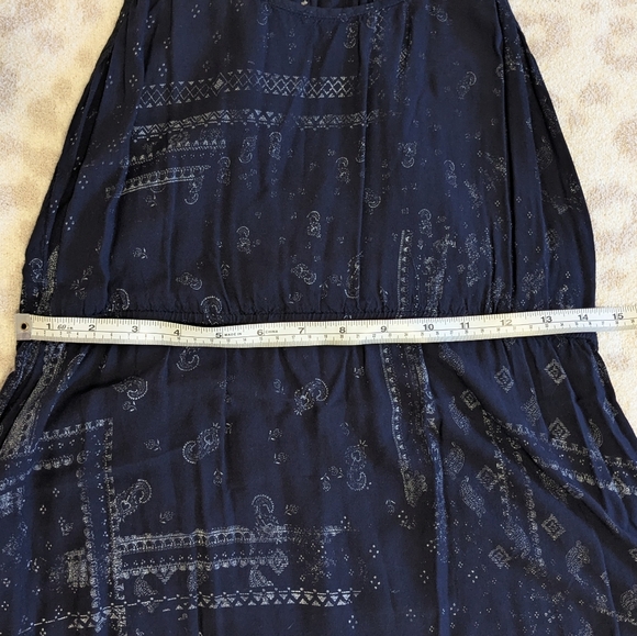 Navy Bandana Paisley Mini Dress Viscose Halter Buttons Racerback Paisley XS S - Picture 7 of 7